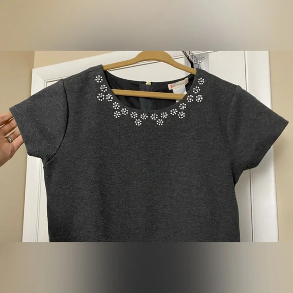 Crewcuts J. Crew Girls Gray Jewel Neckline Dress Size 14 - Picture 2 of 8